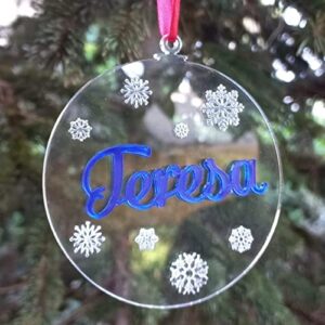 bola arbol navidad personalizada metacrilato con nombre (azul)