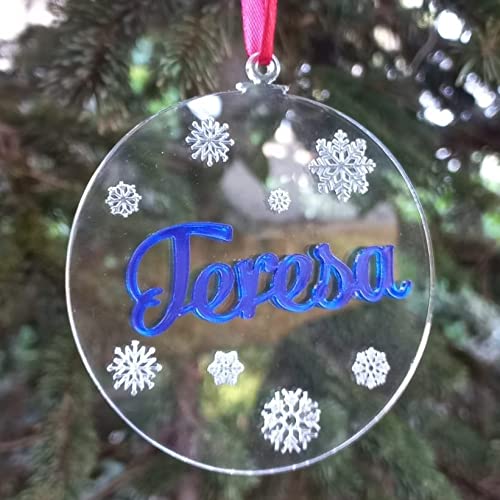 bola arbol navidad personalizada metacrilato con nombre (azul)
