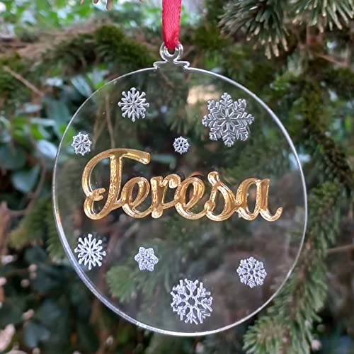 bola arbol navidad personalizada metacrilato con nombre (dorado)