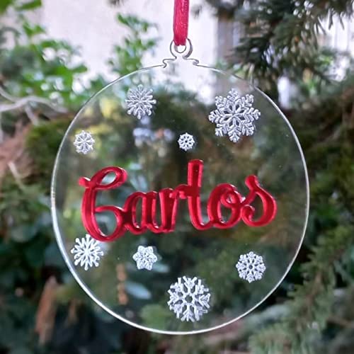 bola arbol navidad personalizada metacrilato con nombre (rojo)