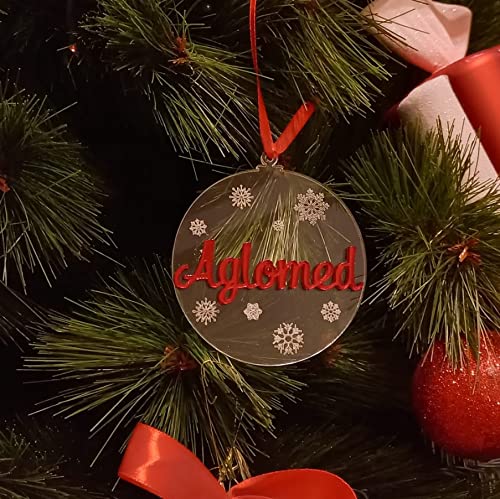bola arbol navidad personalizada metacrilato (rojo)