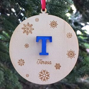 bolsa navidad personalizada madera inicial azul